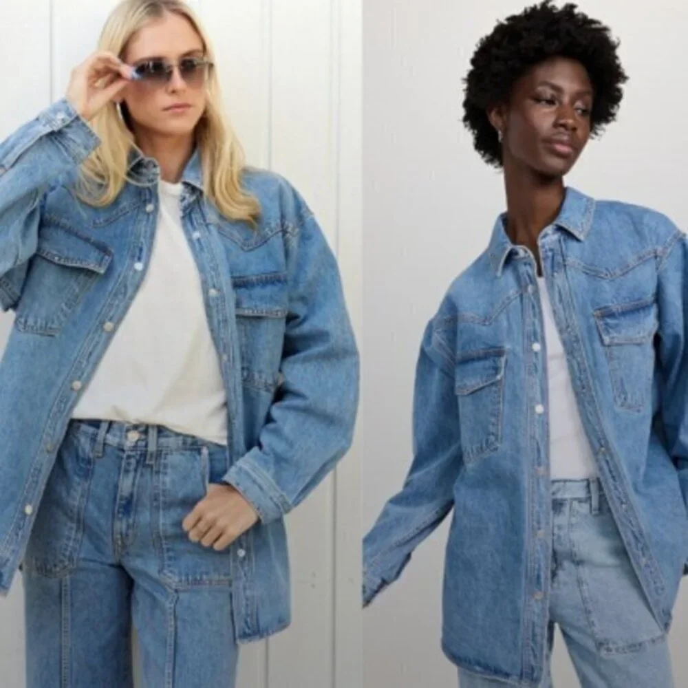 SLVRLAKE Shacket Western Overshirt Button Down in Denim